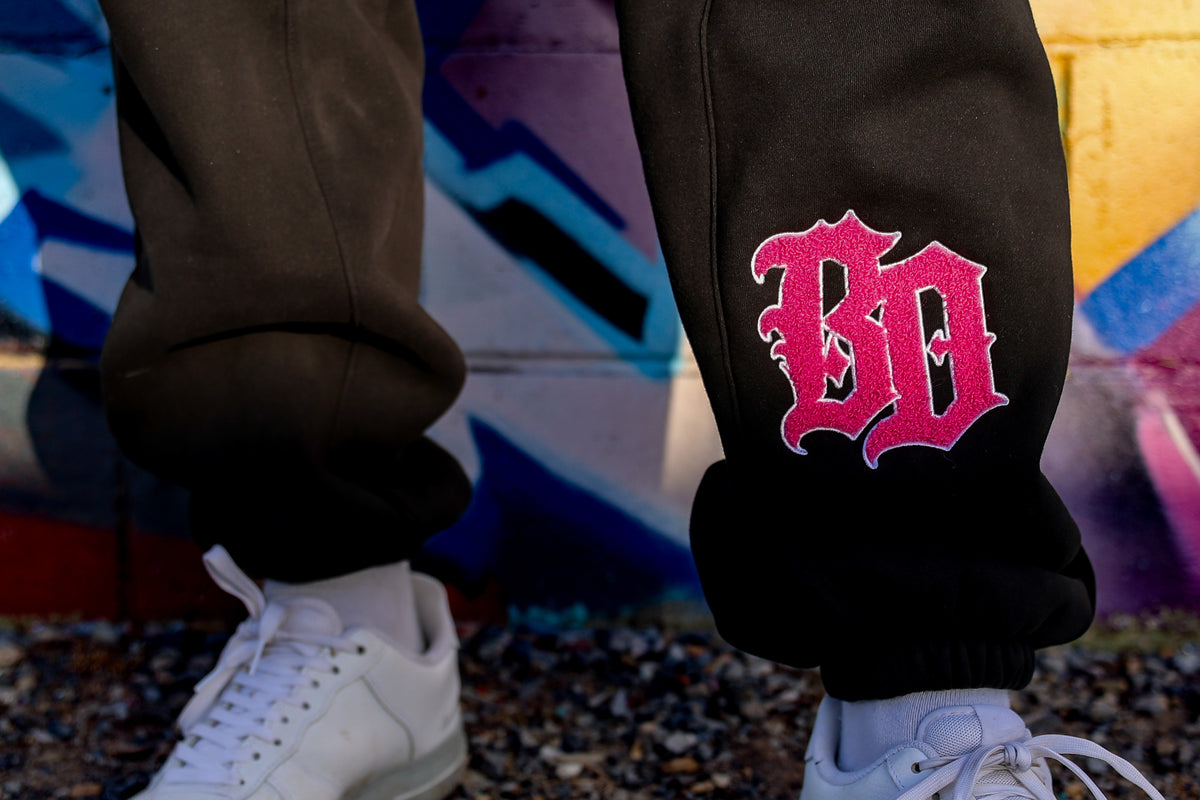 Black&Pink Flock Trackies